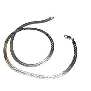 Han Italy Sterling Etched 17” 5mm Herringbone Necklace
